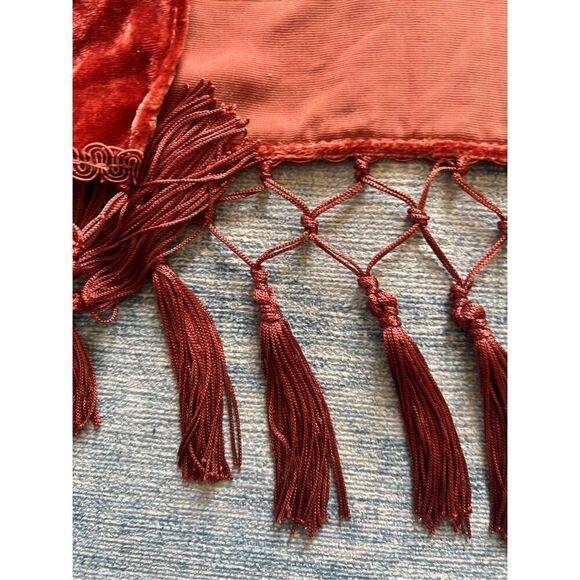 NWT! MTN GRL Wyoming Velvet Mesh Tapestry Tassel Kimono in Rust One Size - Picture 5 of 12